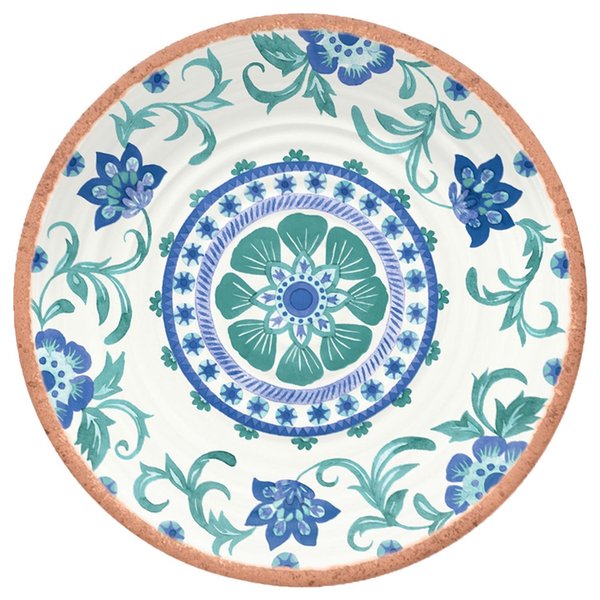 Tarhong Multicolored Melamine Rio Turquoise Floral Salad Plate 8.5 in. D 1 pc PAN1085MSRTF